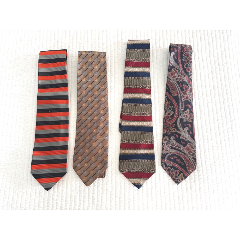 Mens Silk Tie Lot 7pc John Comfort Umberto Bossi Paisley Striped Geometric Silk